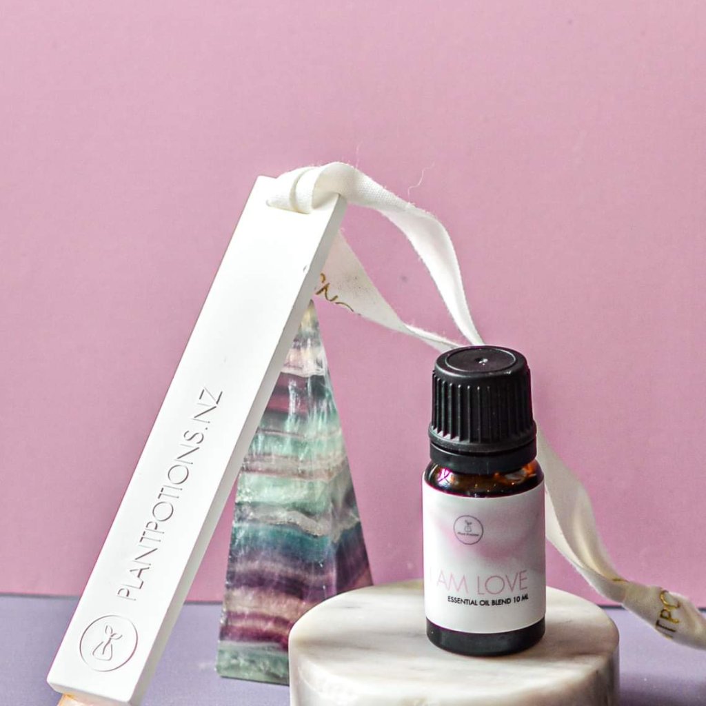 love essential oil blend with stick diffuser
