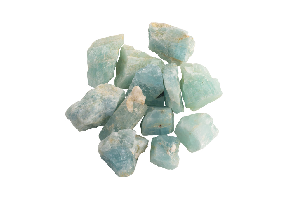 cluster of lunar charged aquamarine crystals